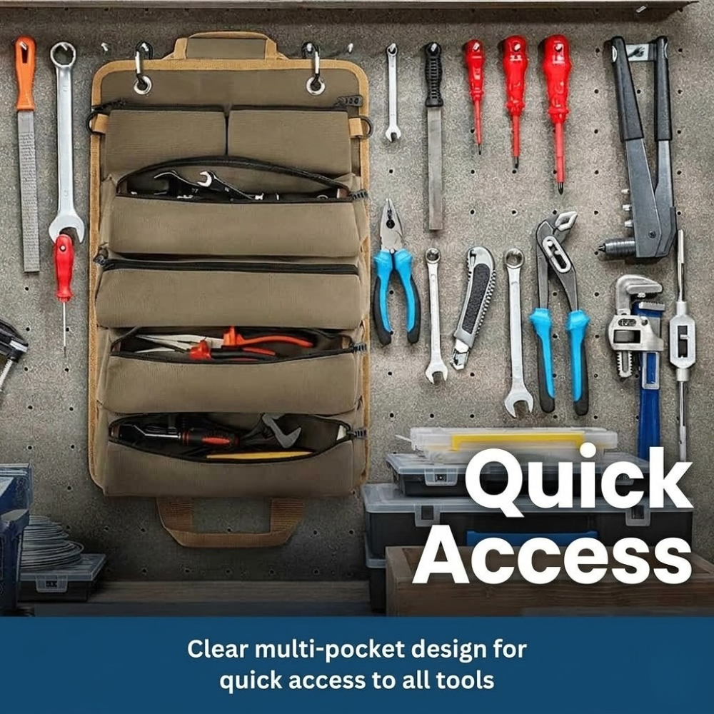 Sac de rangement à outils enroulable durable en toile Oxford 900D