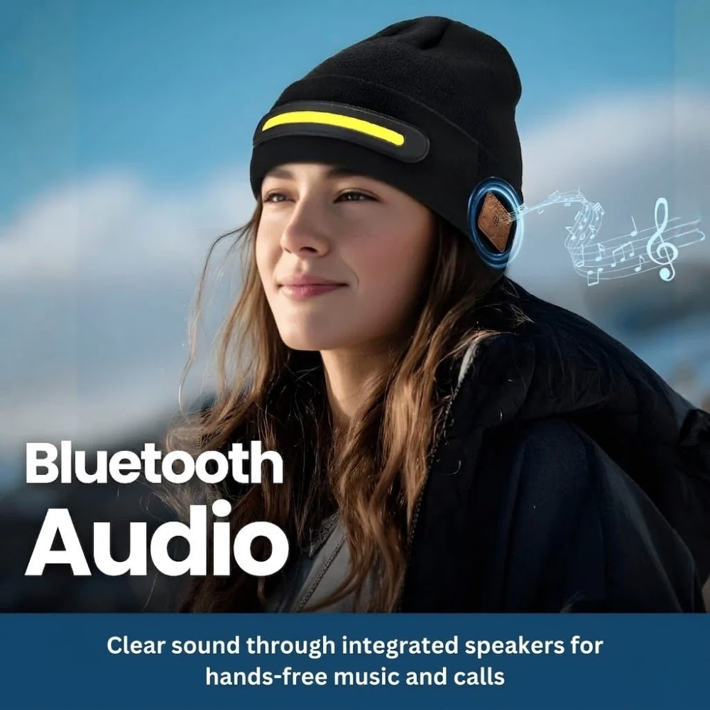 Bonnet sans fil à lampe frontale avec musique Bluetooth
