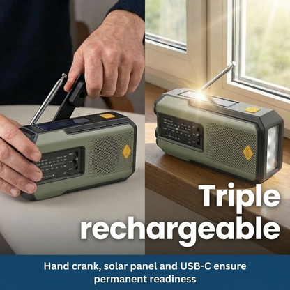 Radio d'urgence portable à énergie solaire avec lampe de poche
