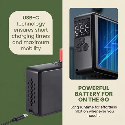 Compresseur d'air portable compact avec écran LCD et chargement USB