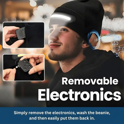 Bonnet sans fil à lampe frontale avec musique Bluetooth
