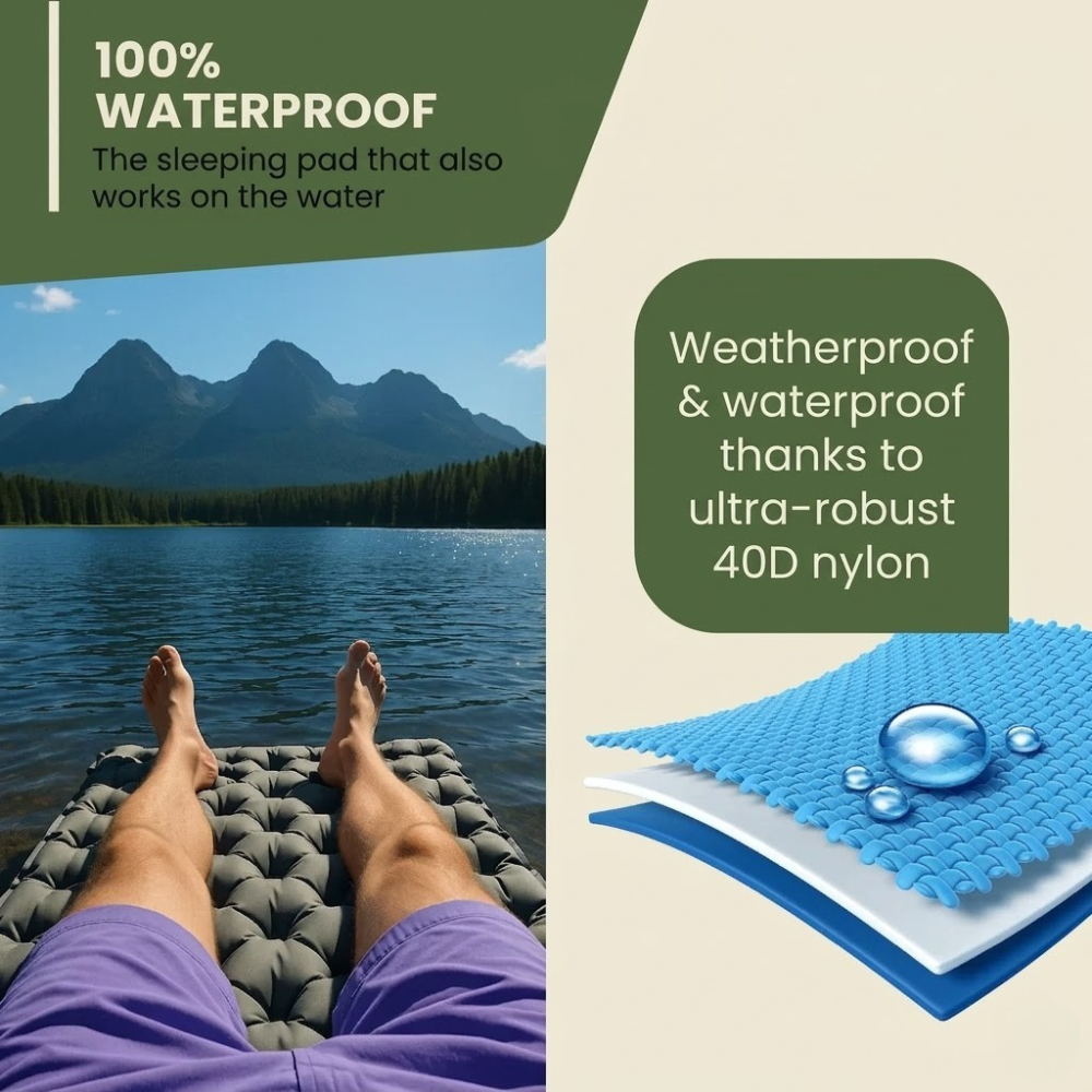 Tapis de couchage de camping léger avec pompe intégrée