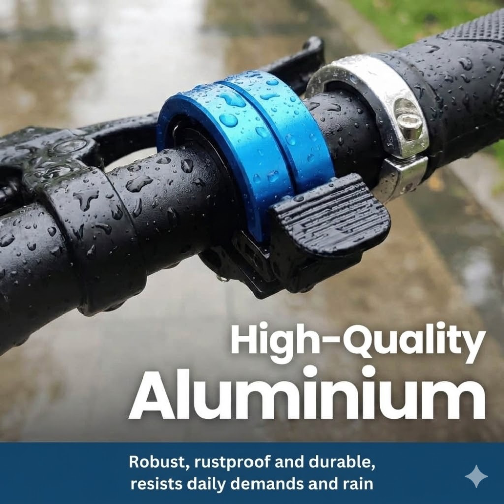 Petite clochette de vélo fine, finition aluminium élégante