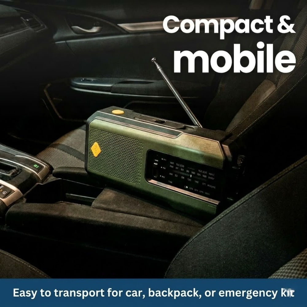 Radio d'urgence portable à énergie solaire avec lampe de poche