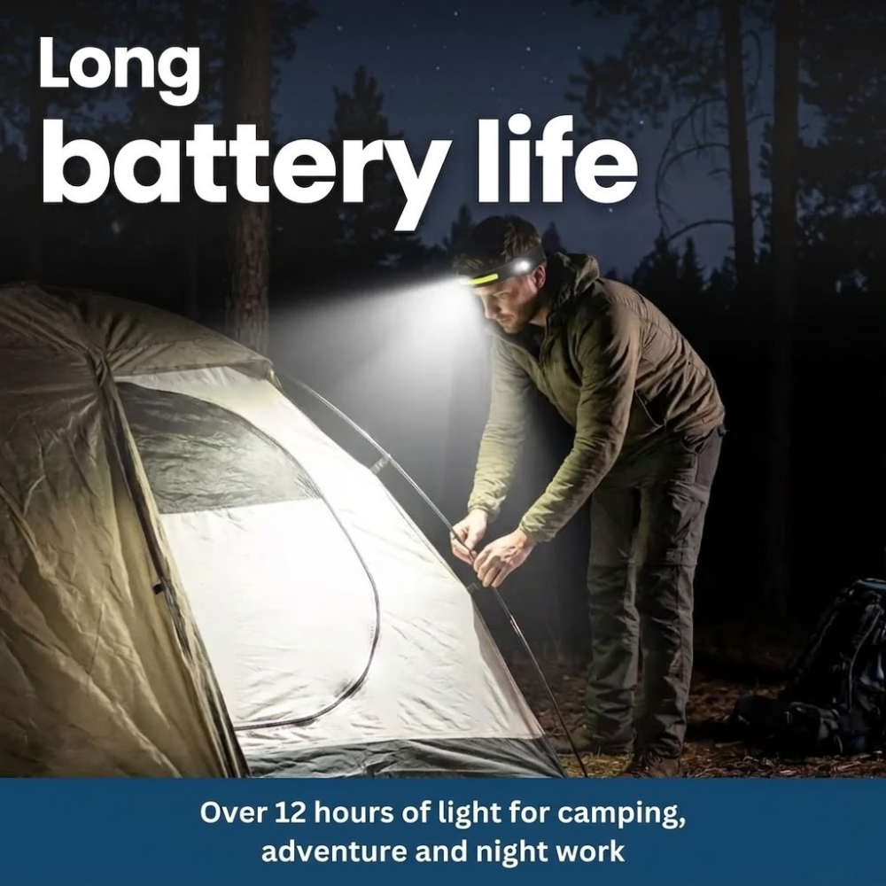 Lampe frontale LED rechargeable lumineuse, lampe de poche mains libres