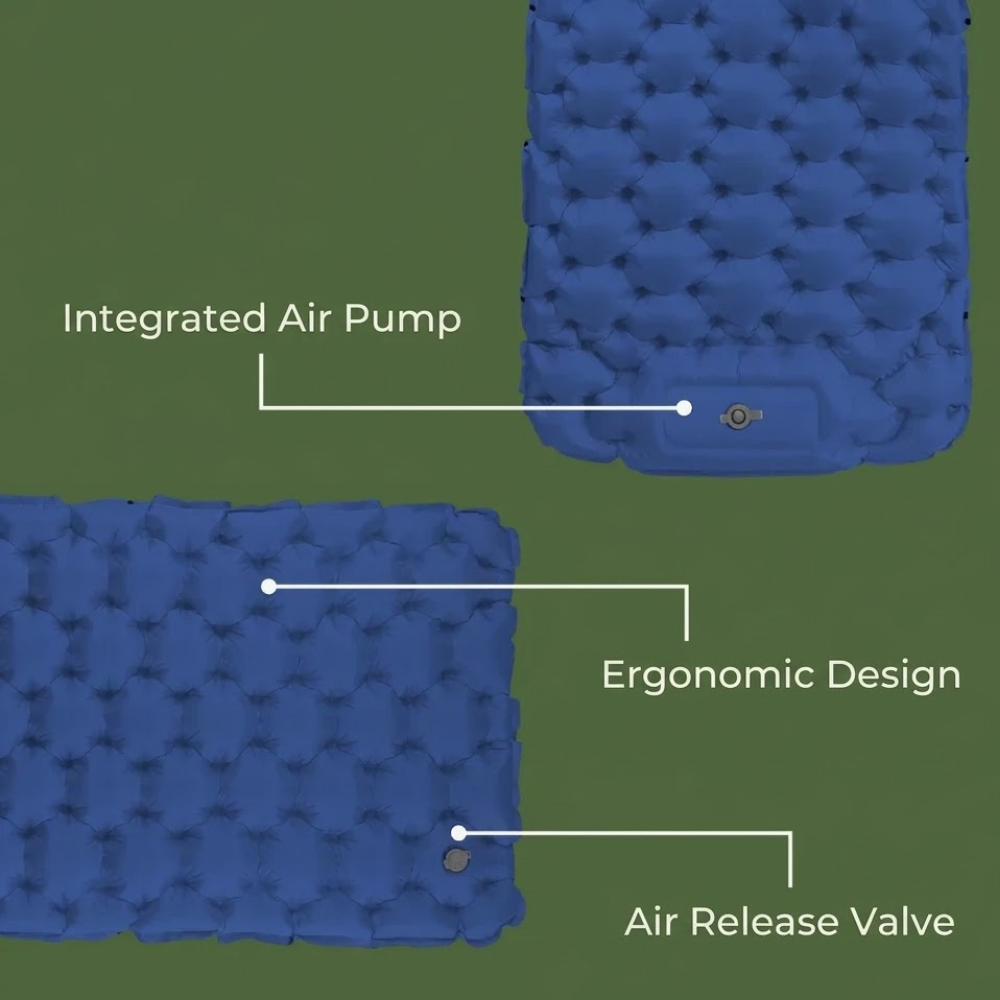 Tapis de couchage de camping léger avec pompe intégrée