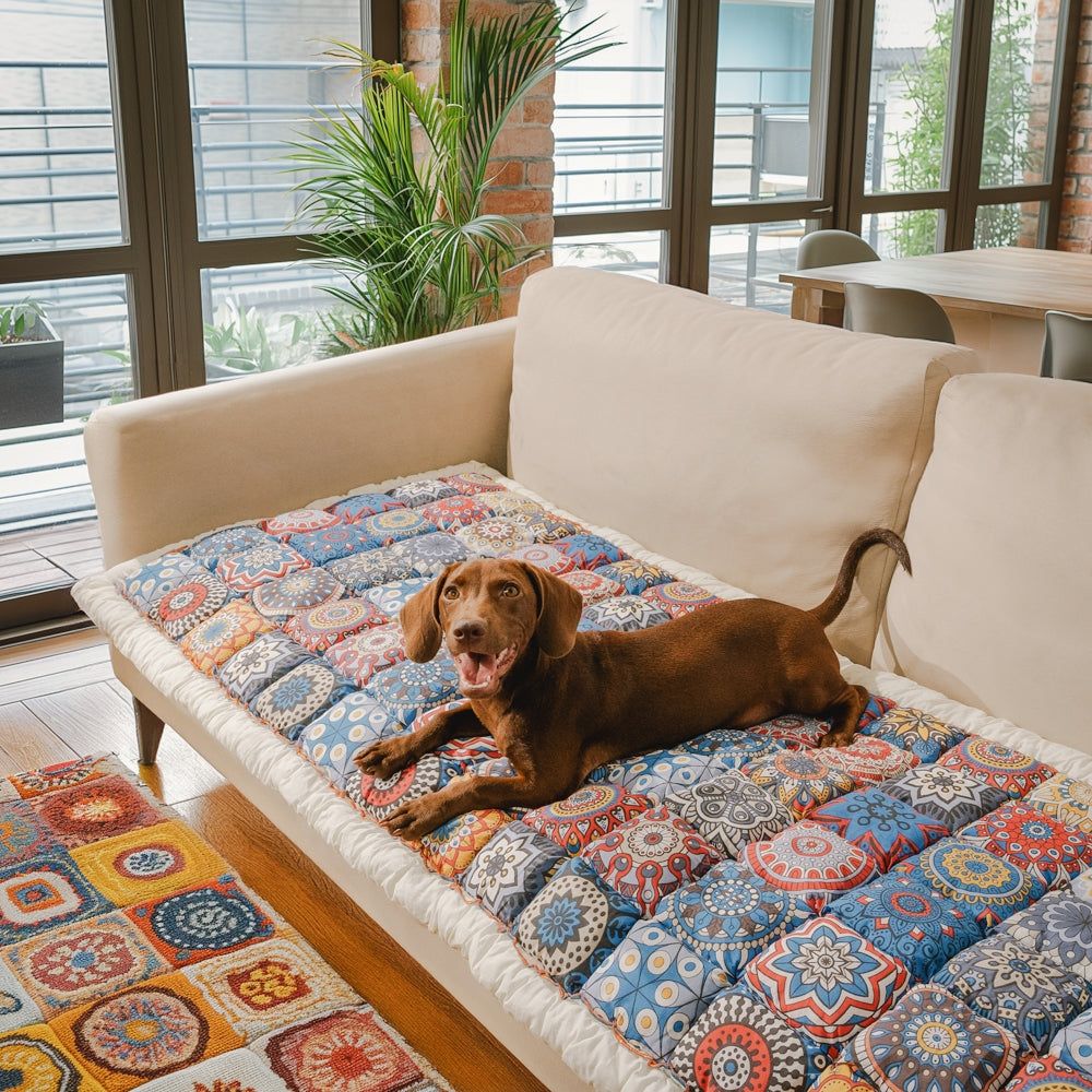 Quilted Cotton Furniture Protector Cover Anti-Slip Couch Cushion Pad for Sofa Chair Loveseat Pet-Friendly Washable Mat for Living Room