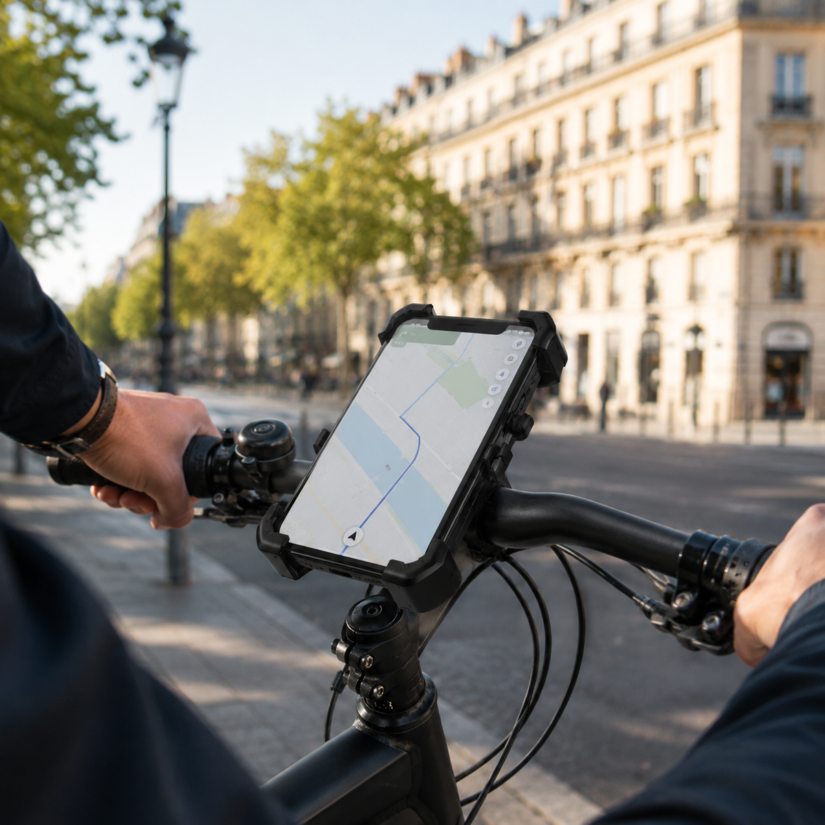 Support de téléphone rotatif pour guidon de vélo – Support de smartphone ajustable à 360° pour vélo, moto et vélo électrique – Fixation universelle pour iPhone