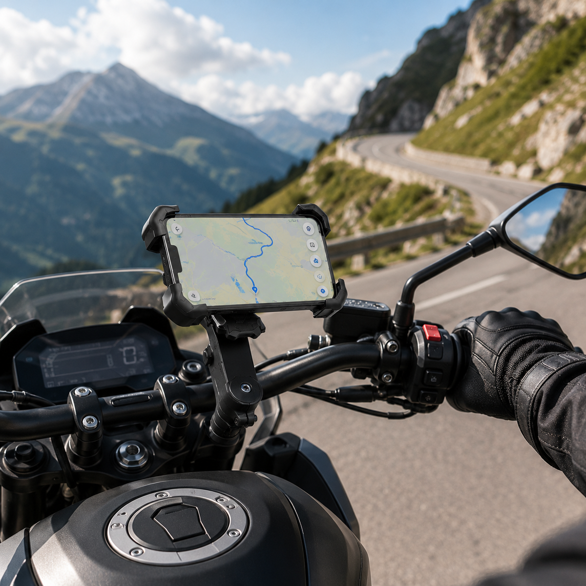 Support de téléphone rotatif pour guidon de vélo – Support de smartphone ajustable à 360° pour vélo, moto et vélo électrique – Fixation universelle pour iPhone