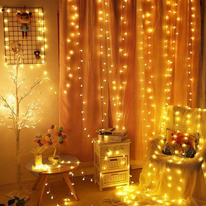Decorative LED Garland with Warm Glow for Indoors & Outdoors – Battery or Plug Options, Multiple Shapes – 16 ft or 33 ft Lengths