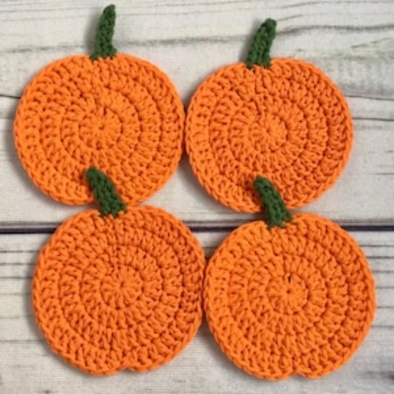Fallora Pumpkin Coasters - Handmade Crochet, Autumn Decor