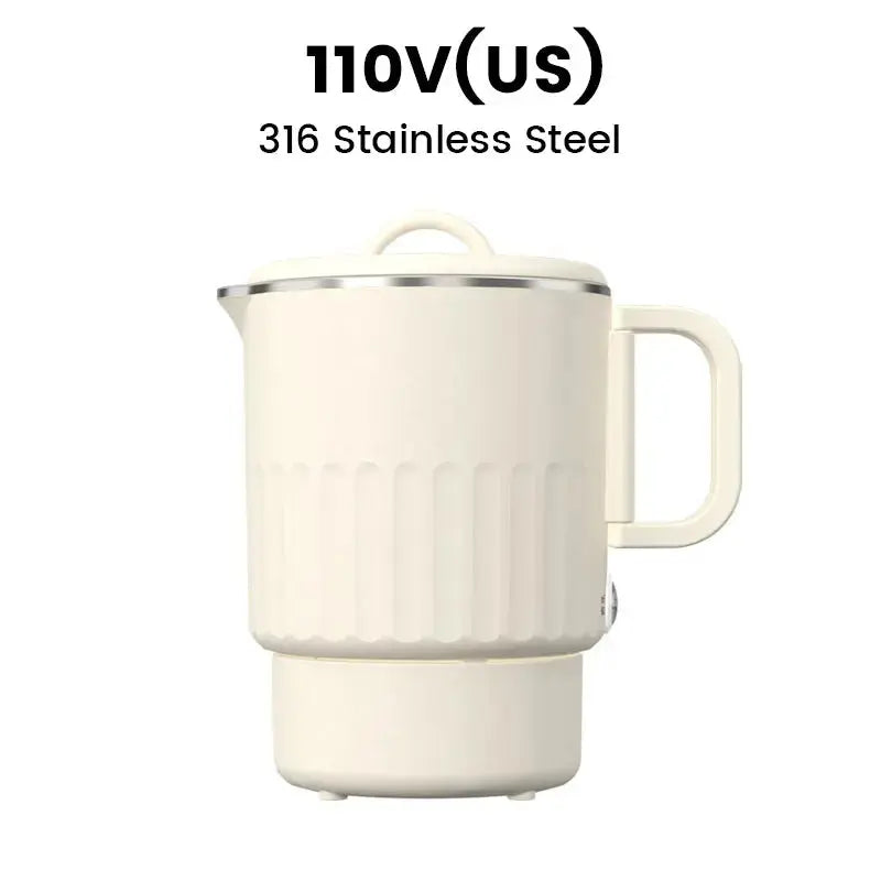 Collapsible Electric Travel Kettle 27 oz Dual-Wattage Stainless Steel for Camping Office Hotels