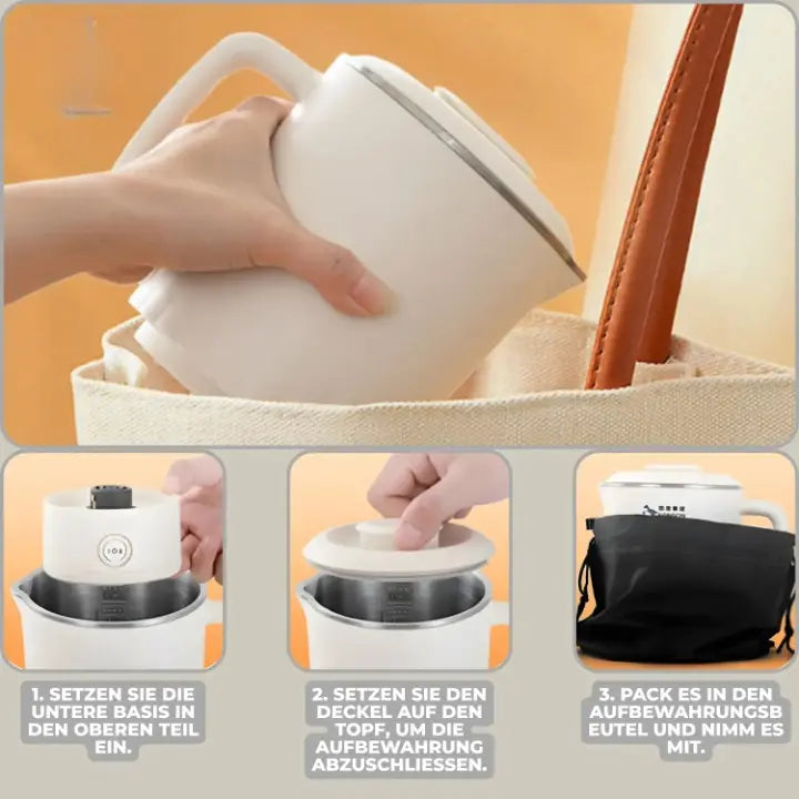 Collapsible Electric Travel Kettle 27 oz Dual-Wattage Stainless Steel for Camping Office Hotels