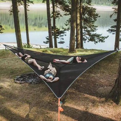 Triangle Hanging Tent for Groups – 3-Point Aerial Shelter with Elevated Suspension for Camping, Backyard & Outdoor Relaxation