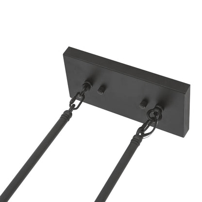 Rectangular Wood and Metal Hanging Fixture 31.5 Inches with 5 Sockets for Kitchen Island Dining Table Farmhouse Industrial Style Adjustable