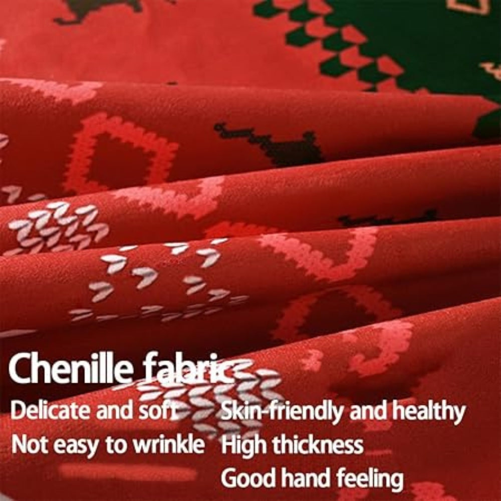 Felicity Tablecloth - Soft Chenille, Festive Christmas Red Plaid