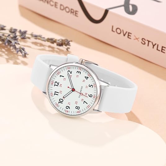 Femke | Montre d'infirmière étanche avec trotteuse lisible | Bracelet en silicone durable pour un confort optimal
