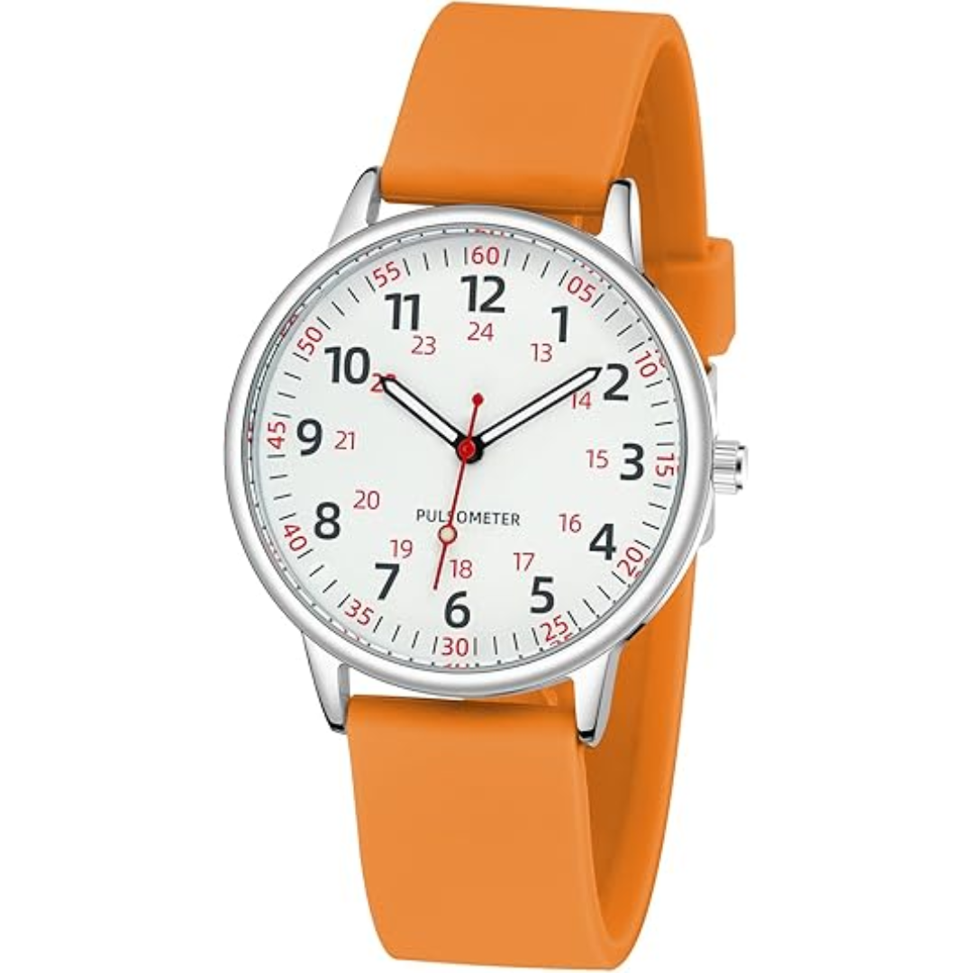 Femke | Montre d'infirmière étanche avec trotteuse lisible | Bracelet en silicone durable pour un confort optimal
