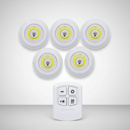 Battery-Operated LED Puck Lights with Remote Control 3-Pack White Wireless Stick-On Spotlights for Cupboards Closets Shelves Undercabinet Il