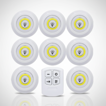 Battery-Operated LED Puck Lights with Remote Control 3-Pack White Wireless Stick-On Spotlights for Cupboards Closets Shelves Undercabinet Il