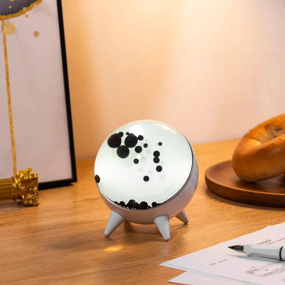 Magnetic Liquid Audio Visualizer Bluetooth Speaker with Interactive Ferrofluid Motion Glass Display for Desk Home Office Gaming Room Ambient