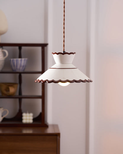 Handcrafted Ceramic Hanging Light with Floral Design 9.6 Inch Diameter Overhead Fixture Adjustable Cord E26 Socket for Dining Area Kitchen C