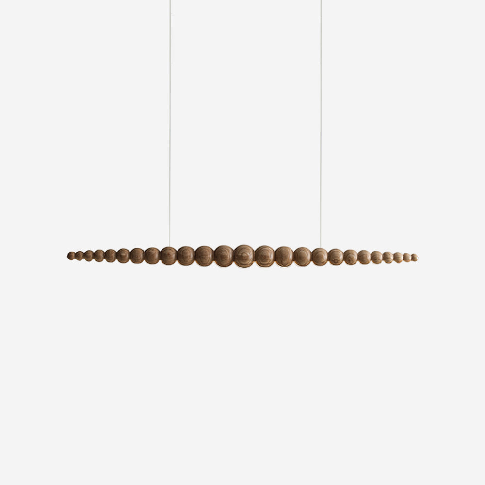 Hanging LED Fixture 46 in Metal Wood Acrylic Globe Pendant 3000K Contemporary Ceiling Light for Kitchen Island Dining Table