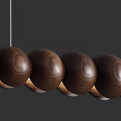 Hanging LED Fixture 46 in Metal Wood Acrylic Globe Pendant 3000K Contemporary Ceiling Light for Kitchen Island Dining Table