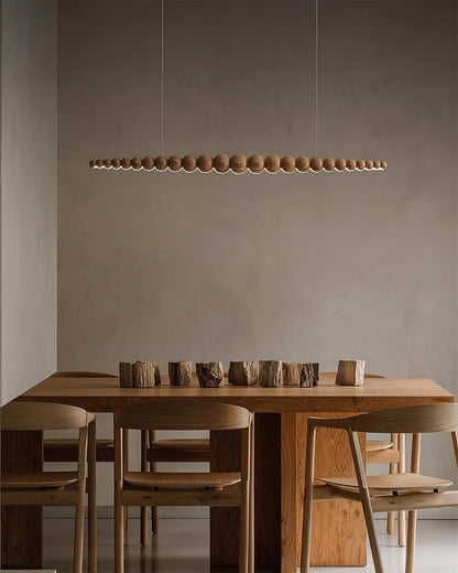 Hanging LED Fixture 46 in Metal Wood Acrylic Globe Pendant 3000K Contemporary Ceiling Light for Kitchen Island Dining Table