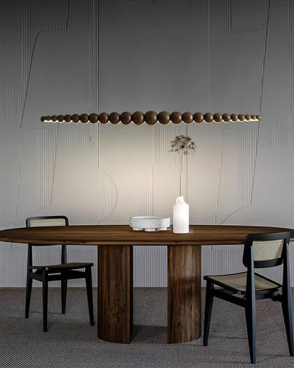 Hanging LED Fixture 46 in Metal Wood Acrylic Globe Pendant 3000K Contemporary Ceiling Light for Kitchen Island Dining Table