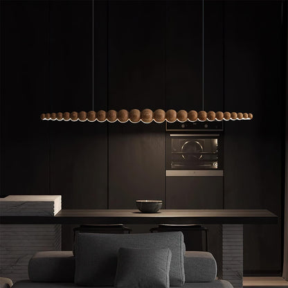Hanging LED Fixture 46 in Metal Wood Acrylic Globe Pendant 3000K Contemporary Ceiling Light for Kitchen Island Dining Table