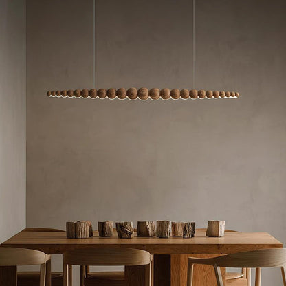 Hanging LED Fixture 46 in Metal Wood Acrylic Globe Pendant 3000K Contemporary Ceiling Light for Kitchen Island Dining Table