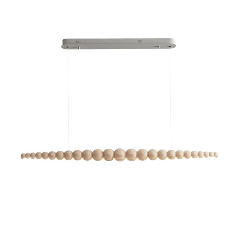 Linear LED Ceiling Fixture Wood & Metal 3000K Over Island Kitchen Dining Room Adjustable Height Suspended Bar Light Modern Minimalist Scandi
