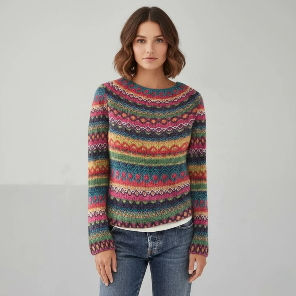 Pull classique et confortable à col rond pour femme