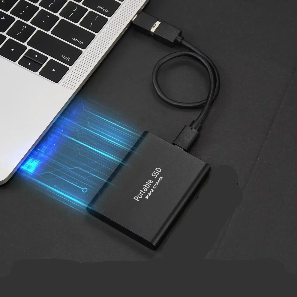 Disque SSD externe portable rapide de 128 To Argent
