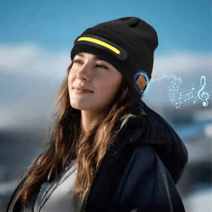 Bonnet sans fil à lampe frontale avec musique Bluetooth