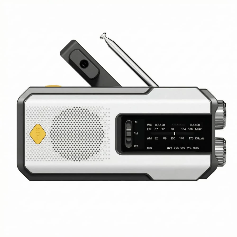 Radio d'urgence portable à énergie solaire avec lampe de poche