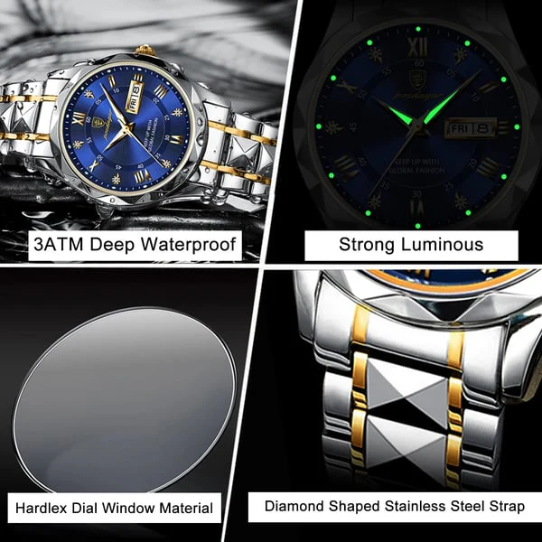 Montre homme premium résistante à l'eau avec cadran lumineux
