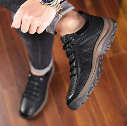Chaussures confortables à enfiler en cuir pour hommes avec soutien orthopédique