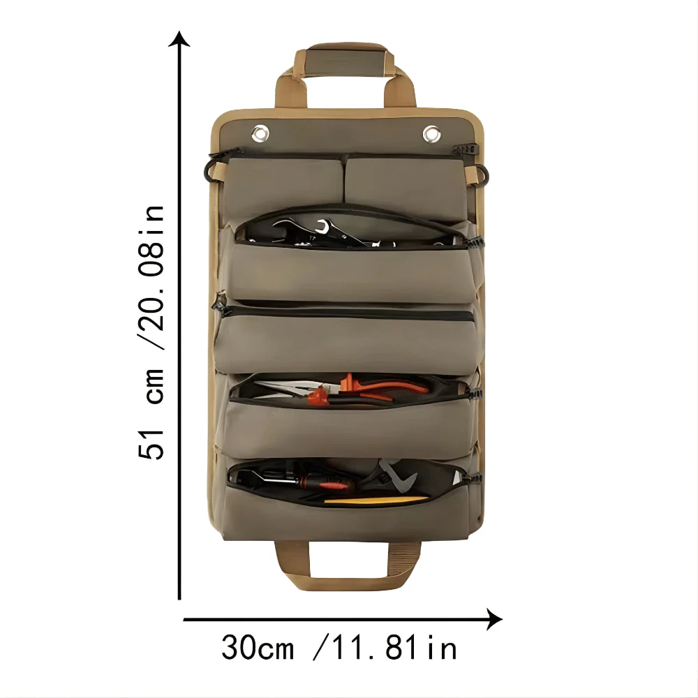 Sac de rangement à outils enroulable durable en toile Oxford 900D
