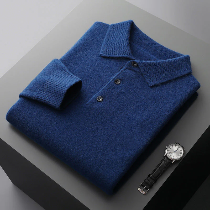 Polo en cachemire confortable à manches longues pour homme