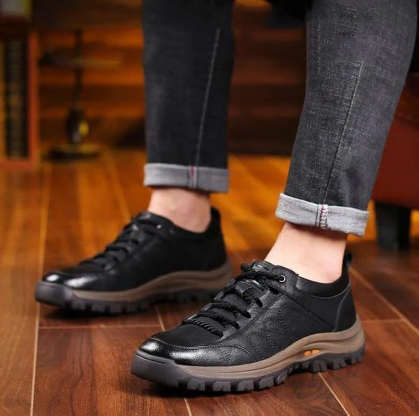 Chaussures confortables à enfiler en cuir pour hommes avec soutien orthopédique