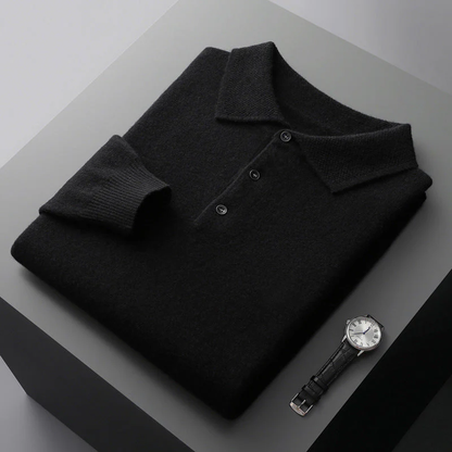 Polo en cachemire confortable à manches longues pour homme