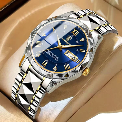 Montre à quartz pour hommes de qualité supérieure, boîtier en acier inoxydable