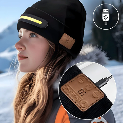 Bonnet sans fil à lampe frontale avec musique Bluetooth