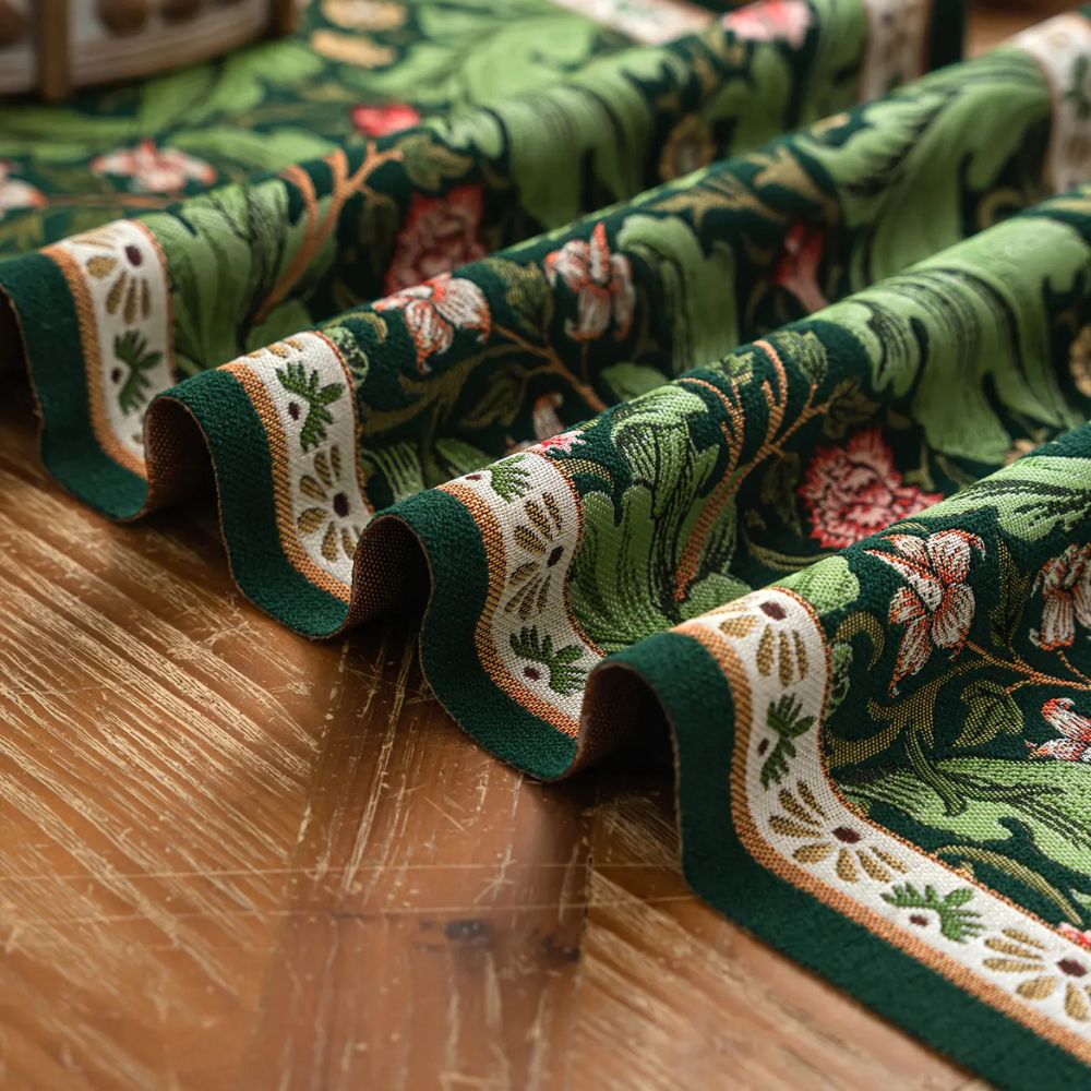 Fiora Table Runner - Embroidered Microfiber Botanical Design