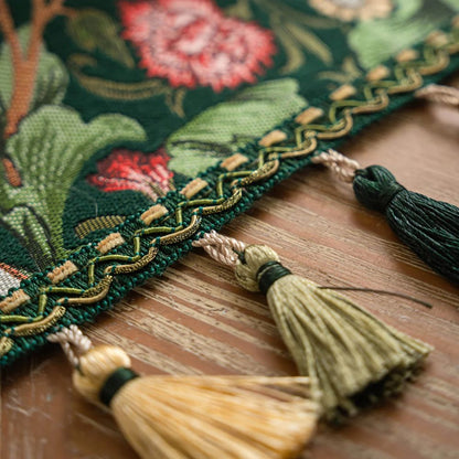 Fiora Table Runner - Embroidered Microfiber Botanical Design