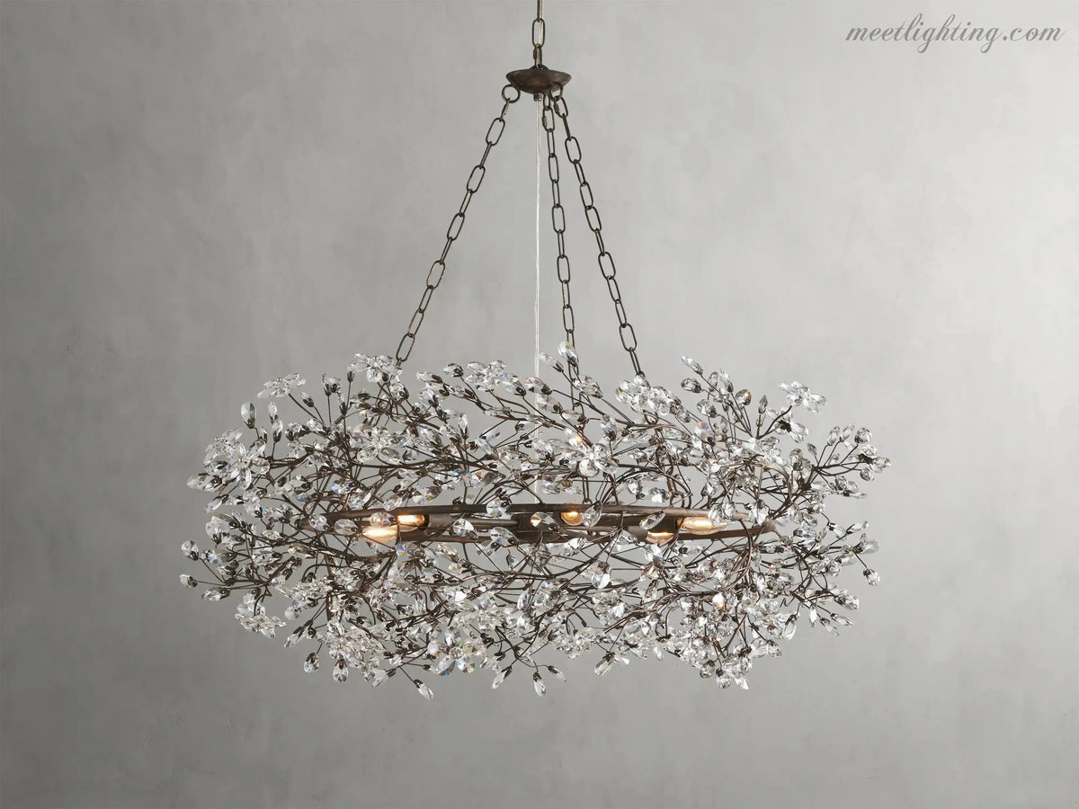 Round Multi-Light Statement Chandelier 39-60 in 6-12 Sockets Metal Crown for Dining Room Foyer Entryway Living Room