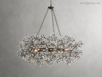 Round Multi-Light Statement Chandelier 39-60 in 6-12 Sockets Metal Crown for Dining Room Foyer Entryway Living Room