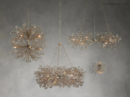 Round Multi-Light Statement Chandelier 39-60 in 6-12 Sockets Metal Crown for Dining Room Foyer Entryway Living Room